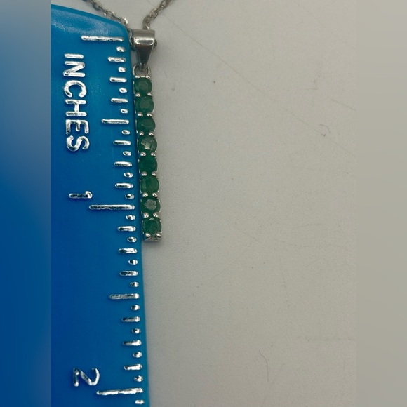 Emerald Pendant Dainty Necklace 925 - Picture 6 of 8